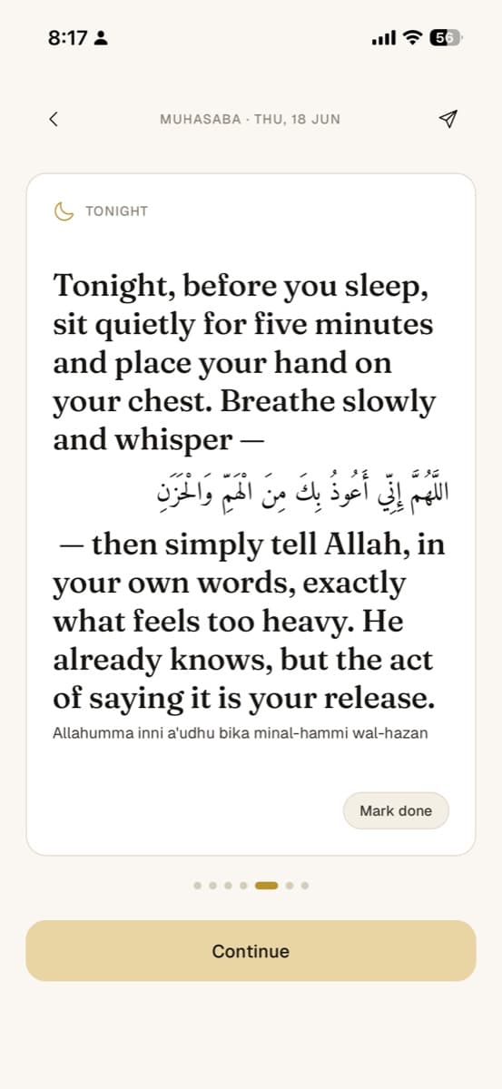 One small action for tomorrow, suggested by Muhasaba