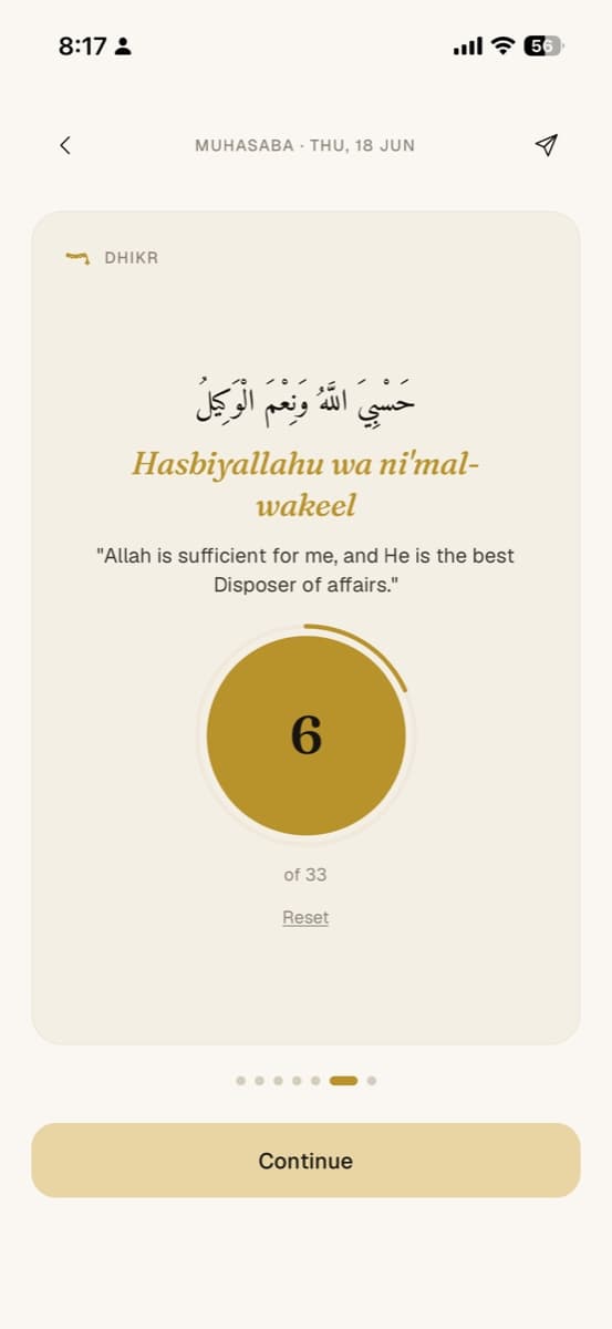 The closing dhikr in Muhasaba